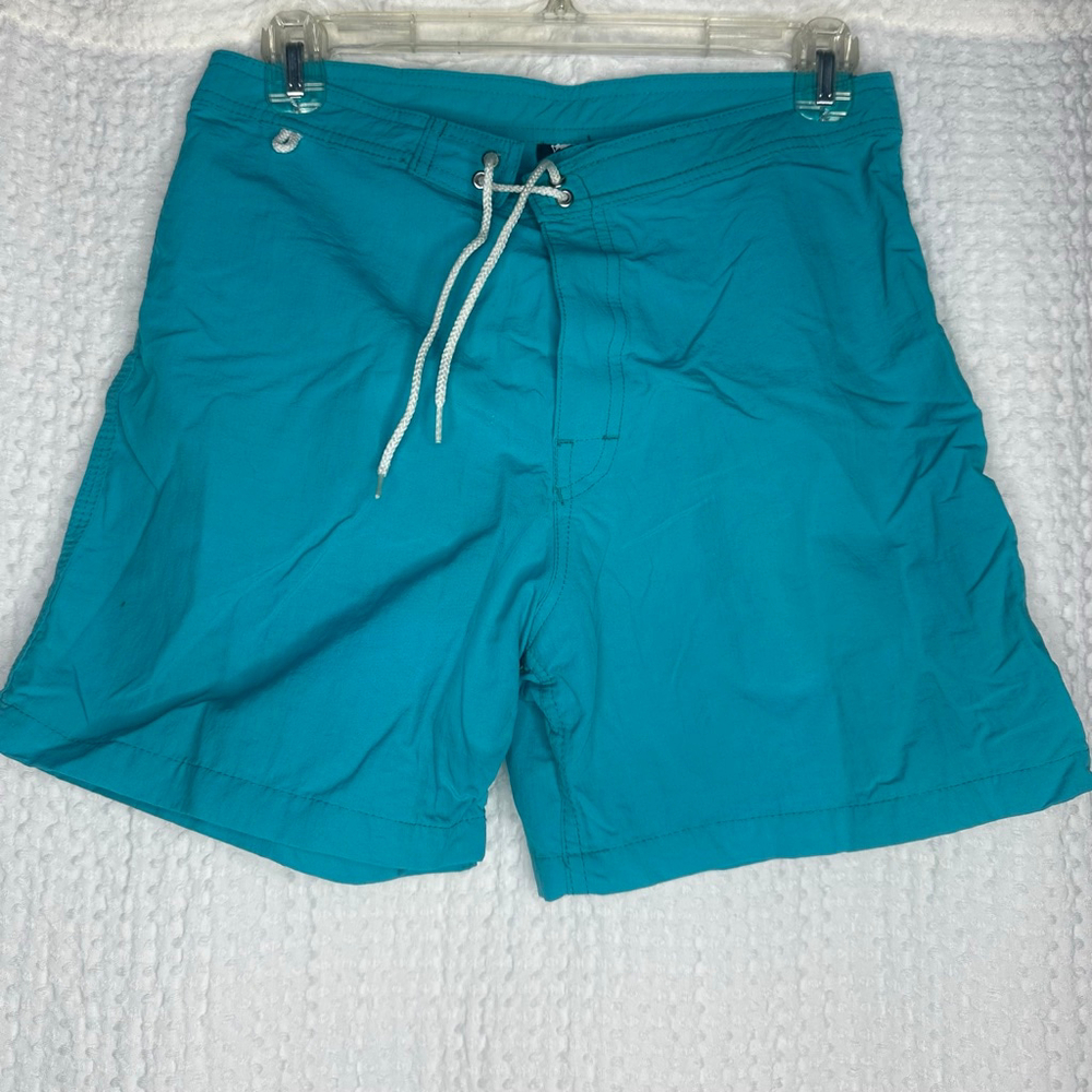Vintage Men's Gotcha Teal Drawstring Board Shorts Size 29